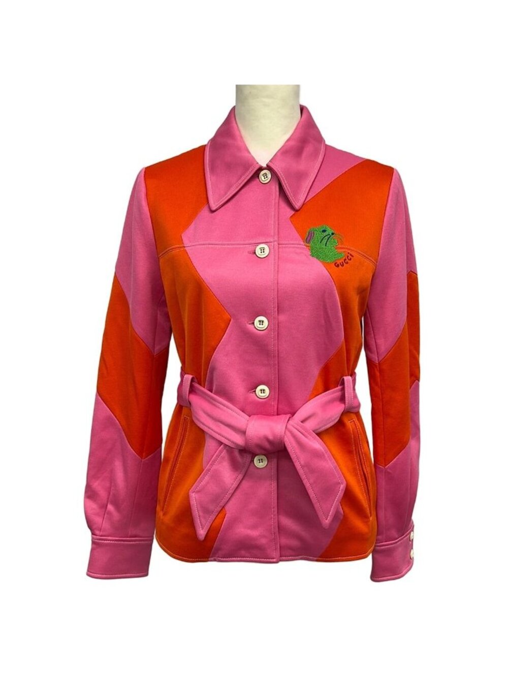 Gucci Jacket XXS XS Two Tone Pique Pink Orange Light Green